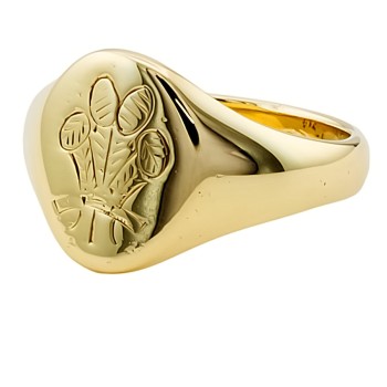 9ct Gold Welsh Feathers Signet Ring size R